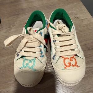 Gucci Kids Canvas Sneakers - Cream, Green, Orange, Blue